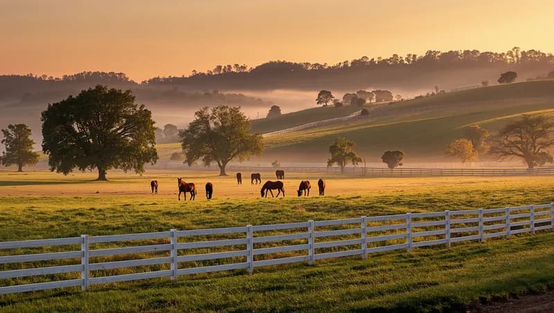 Kentucky bluegrass landscape with horse farms - treatment and recovery centers