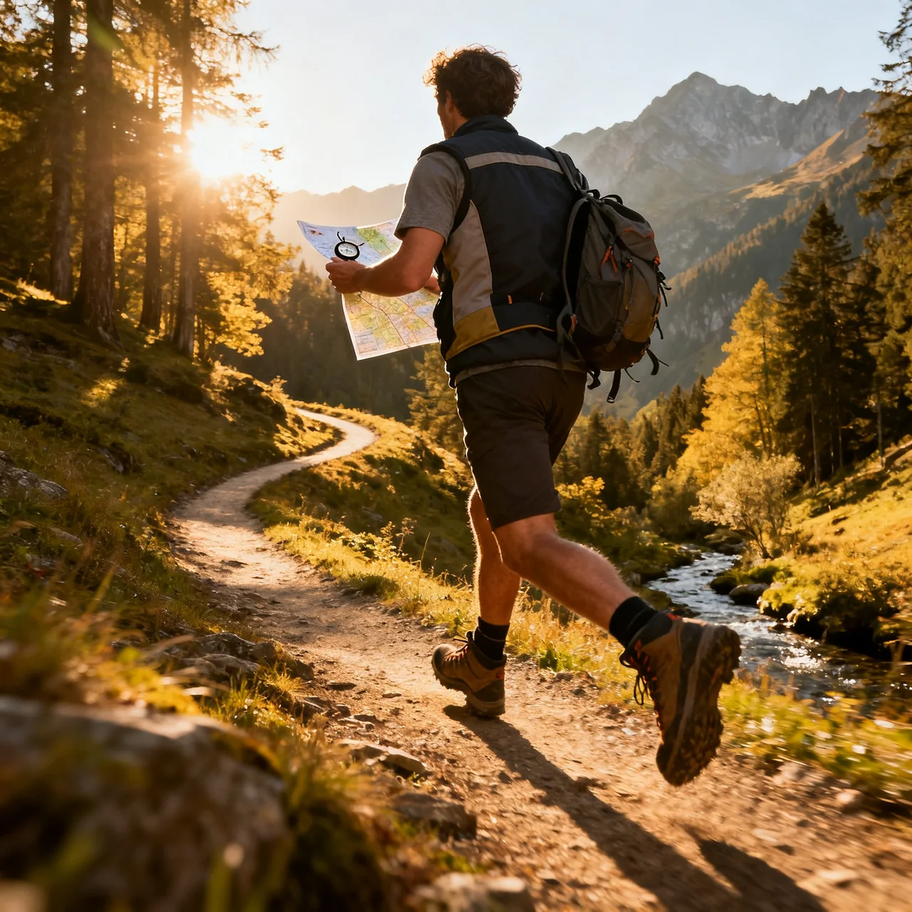 A runner making their way along a forest trail