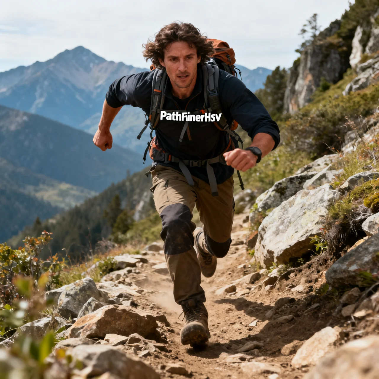 A hiker on a rocky mountain trail
